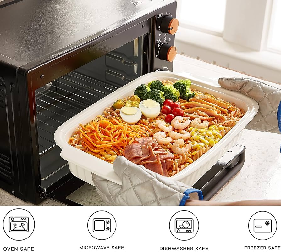 Amazon.com: Large Baking Dish with Lid,5.4 Quart Lasagna Pan